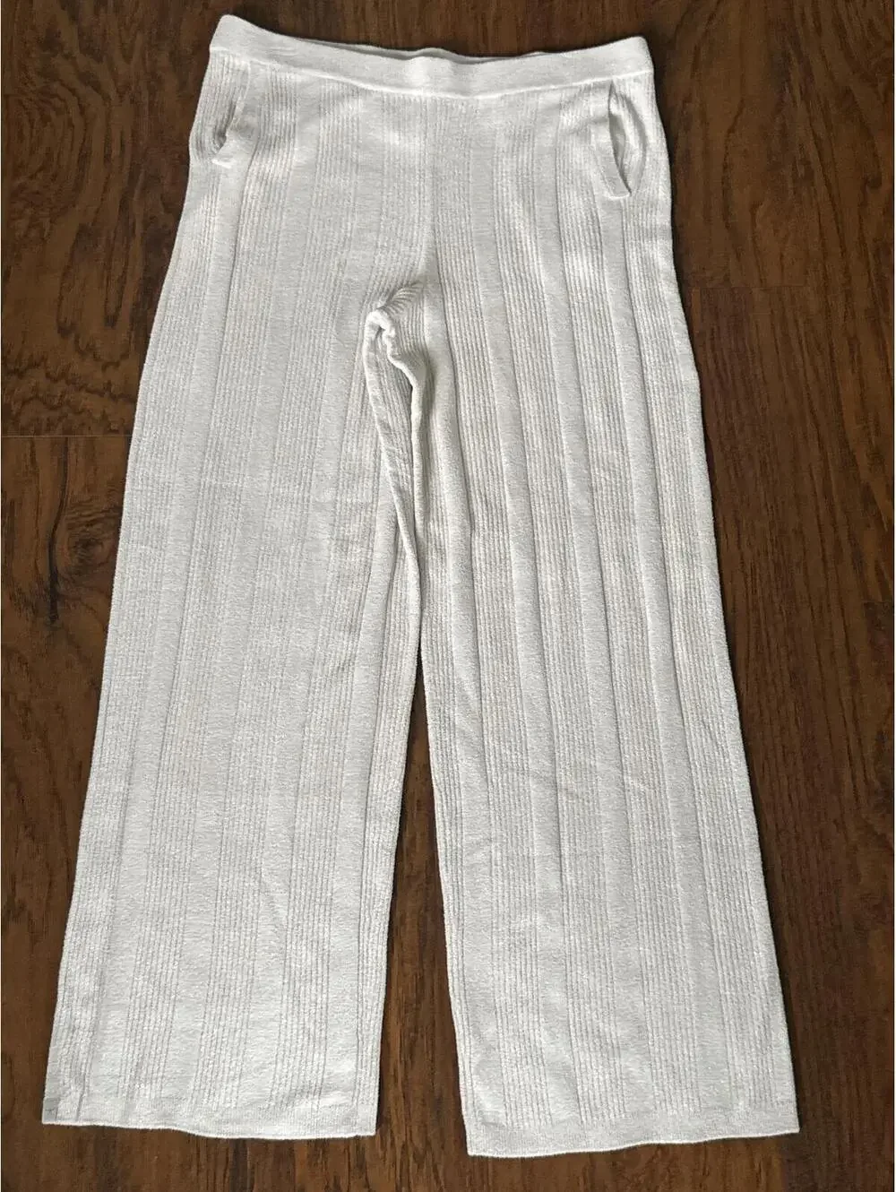 NEW Barefoot Dreams CozyChic Ultra Lite Lurex Rib Wide Leg Pant Cream Tall XL - Picture 5 of 5
